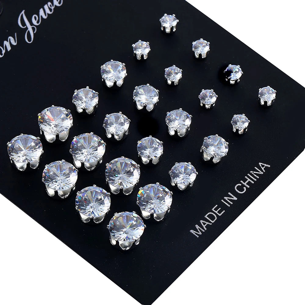 Mixed Size Cubic Zircon Earrings Set