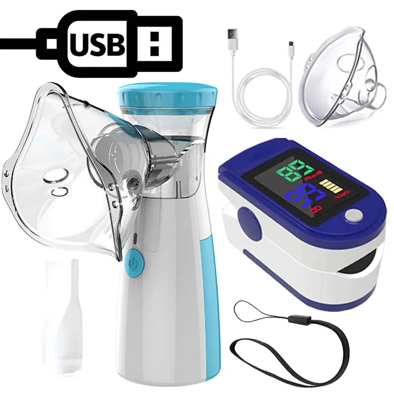 Atomizer Health Care Products Fingertip Pulse Blood Oxygen Portable Nebulizer Mesh Nebulizer Handheld Medical Asthma Inhaler