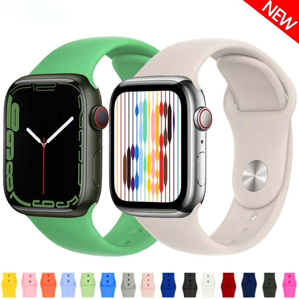 Silicone Strap For Apple Watch Band 49mm 45mm 44mm 42mm 41mm 40mm 38mm Watchband Bracelet Belt For iWatch Series 8 7 6 5 4 3 SE