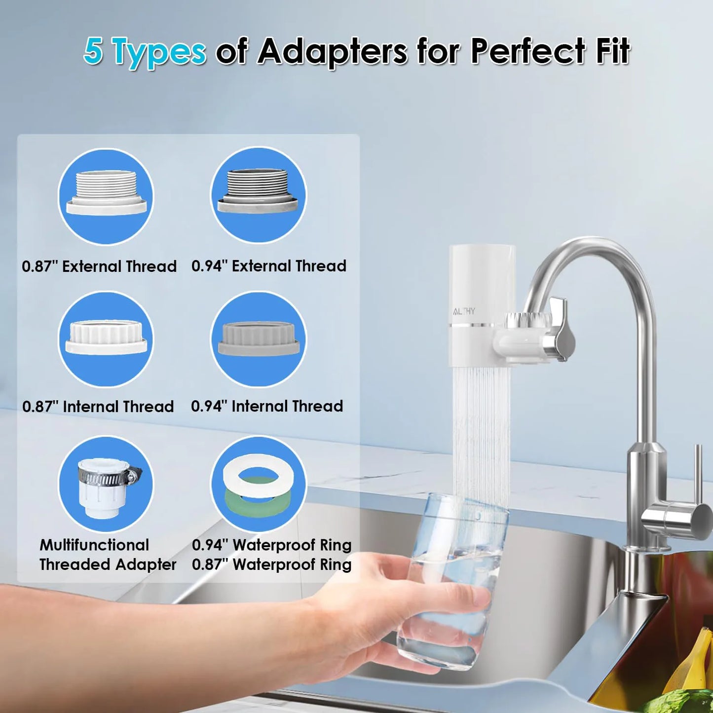 ALTHY Faucet Tap Water Filter Purifier System, Reduces Lead, Chlorine & Bad Taste NSF Certified 320-Gallon Kitchen