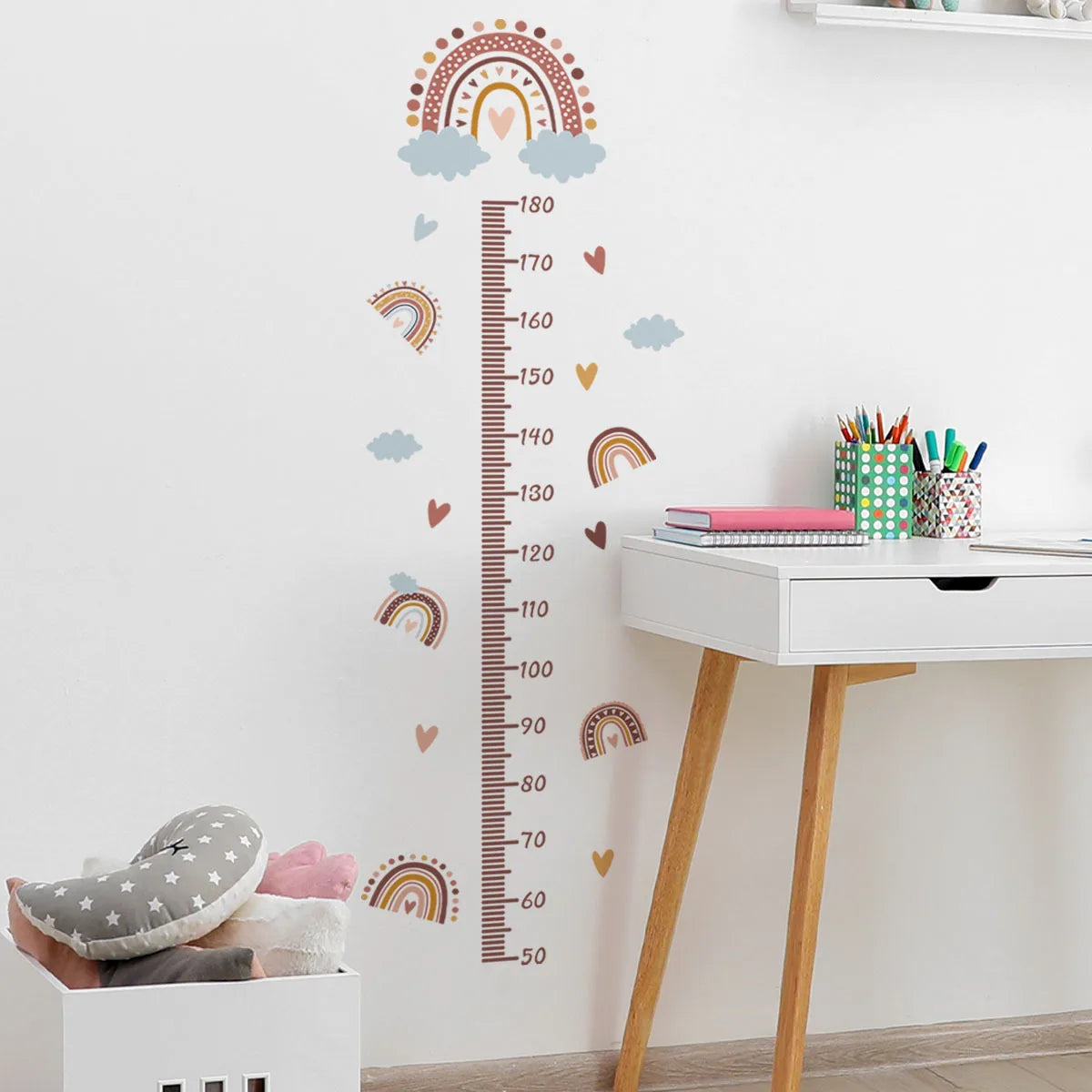 Rainbow Height Measurement Wall Stickers for Kids Room Height Ruller Grow Up Chart Wall Decals for Baby Nursery Room Decoration