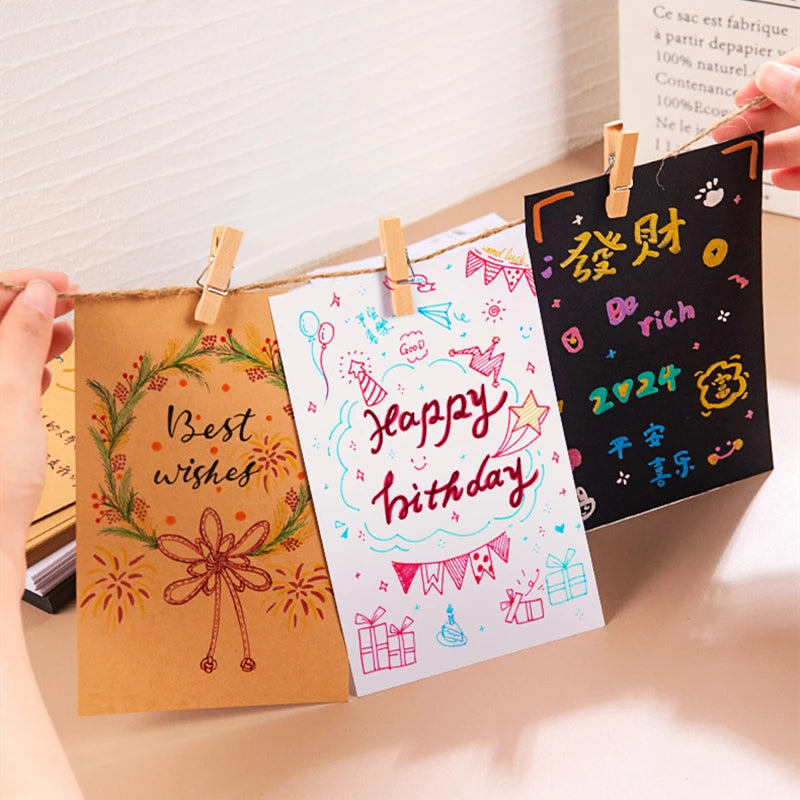 20/50/100pcs Thicken Kraft Paper Card Retro Double Sided Word Card DIY Postcard Gift Greeting Invitation Card Note Card