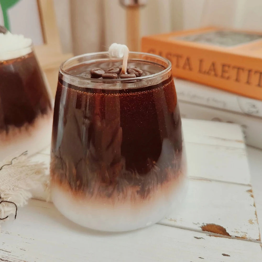 Coffee Ice American aromatherapy Candle Shooting Prop with Hand Gift Glass Cup Jelly Wax