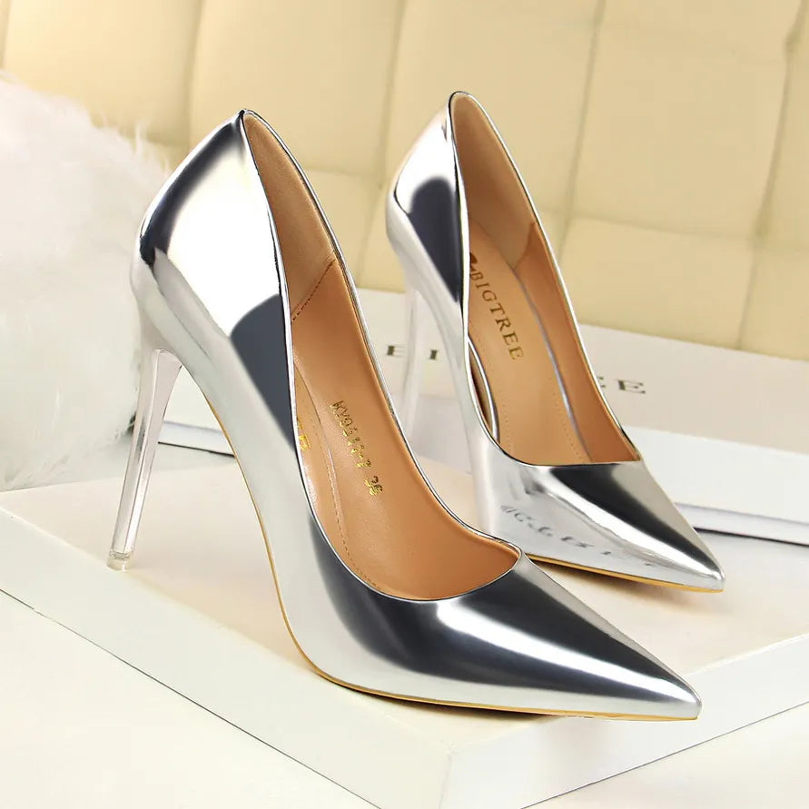 Women Metallic Leather Pumps