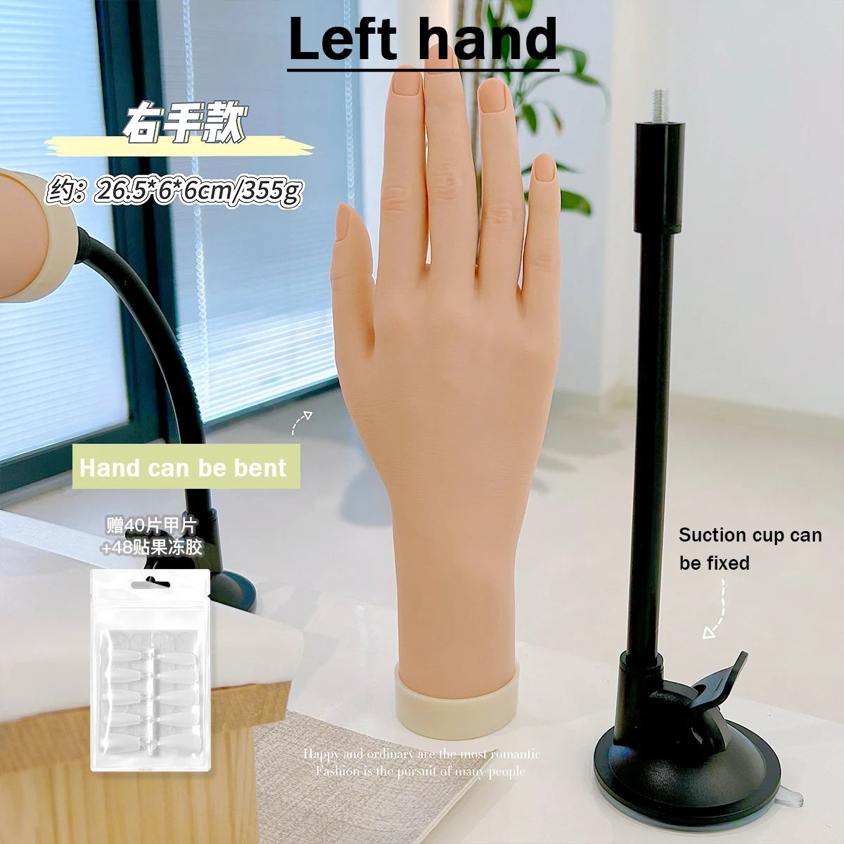 Novice Nail Practice Hand Silicone Soft Nails Art Training Fake Hands for Acrylic Manicure Tool