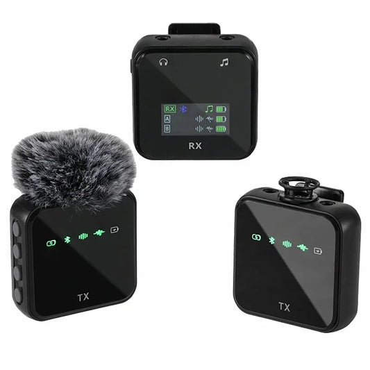 Wireless Lavalier Microphone System Bluetooth Audio Video Voice Recording Mic