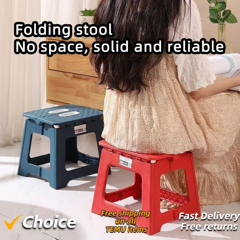 New Adult Children Portable Folding Stool Thickened Plastic Saddle Chair