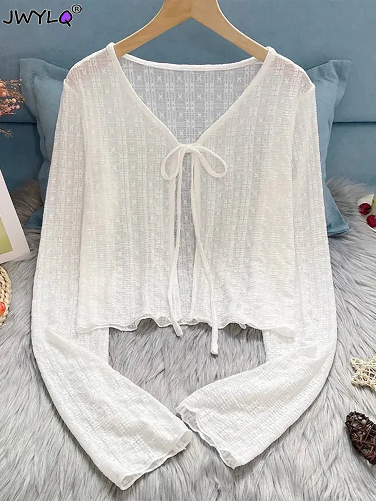 Woman T-shirt Summer Thin Bow Solid Color