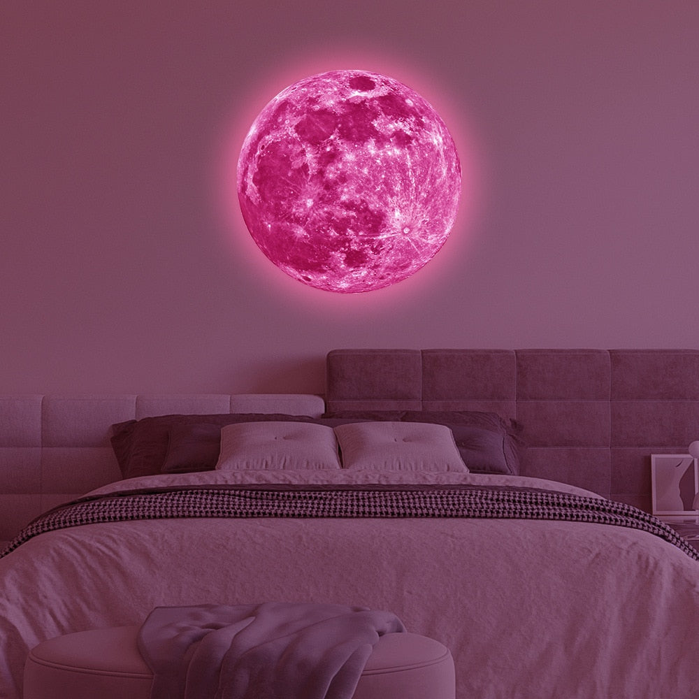 Aesthetic 3D Luminous Moon Wall Sticker