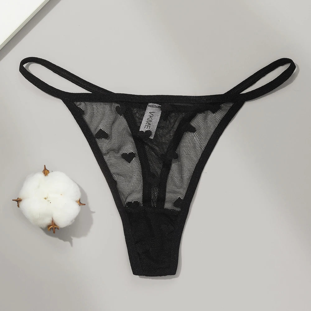 2PCS/Set Mesh Transparent Thong Women Panties Seamless