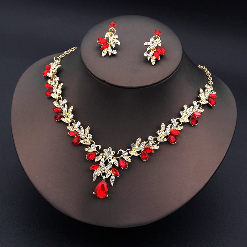 Elegant Fashion Necklace Sets for Women Dangle Earrings Princess Collar Two Piece Set