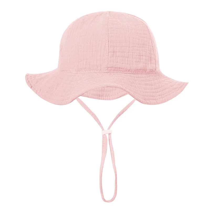 Baby Hat Solid Color Soft Cotton Bucket Hats for Girls Boys Spring Summer Infant Fisherman Cap Newborn Accessories 0-12 M