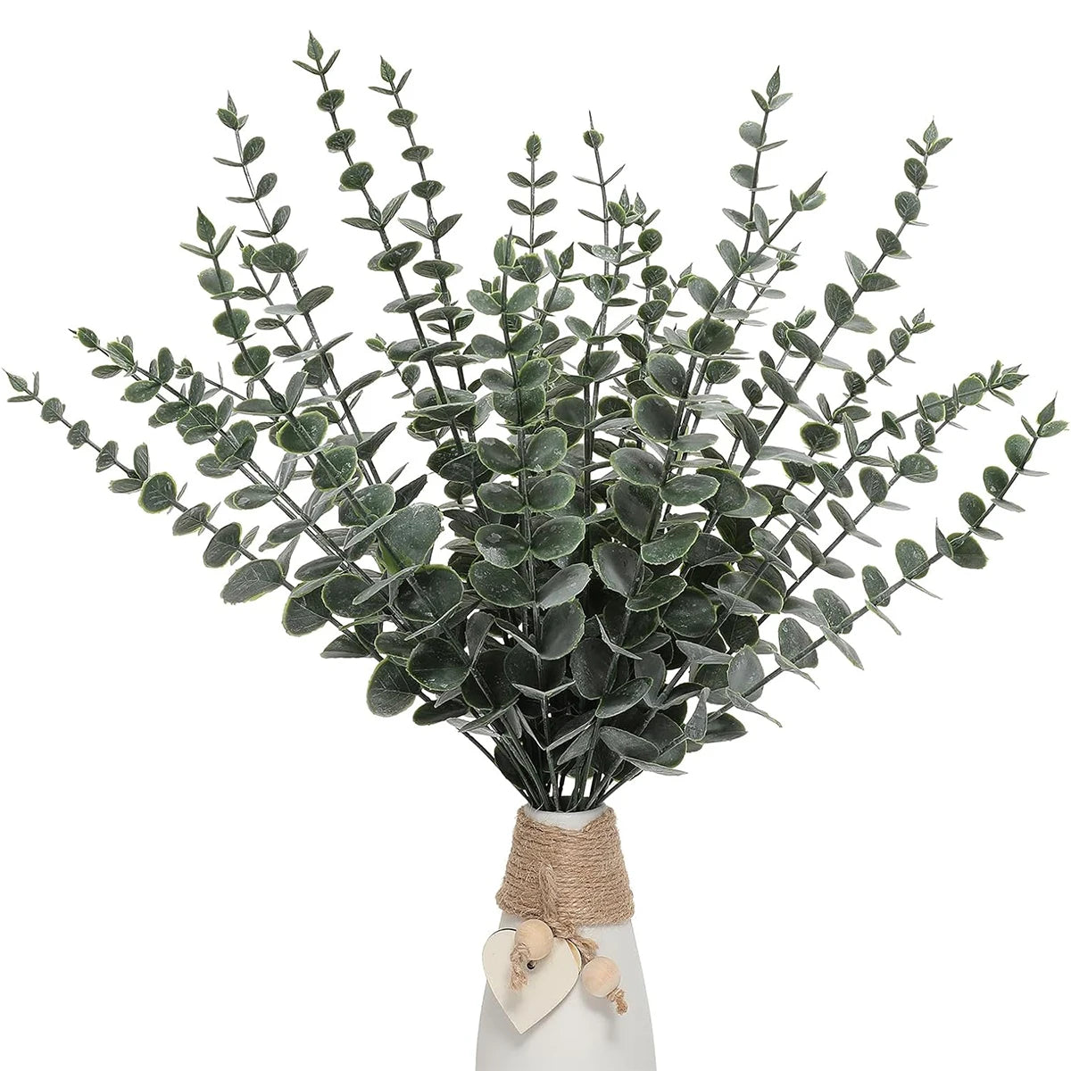 20PCS Artificial Eucalyptus Leaves Greenery Stems With Frost for Vase Home