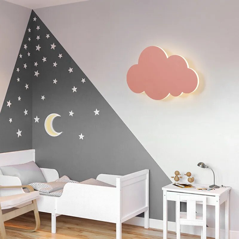 LED Cloud Wall Lamps Modern Living Room Girl Children's Bedroom Kids Acrylic&Iron Minimalist Decoration Blue Pink White110V 220V