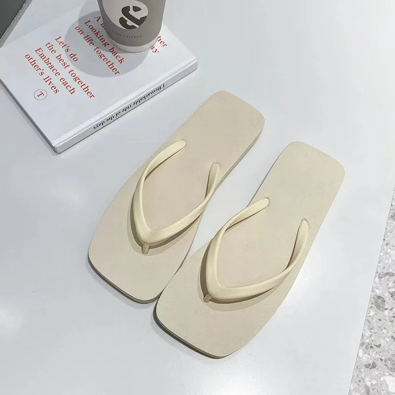 Solid Color Non-slip Leisure Couple Slippers Women Summer