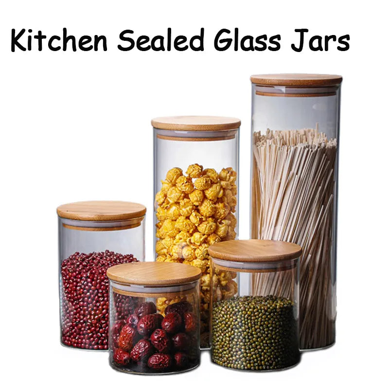 Airtight Glass Jars Container with Bamboo Lid