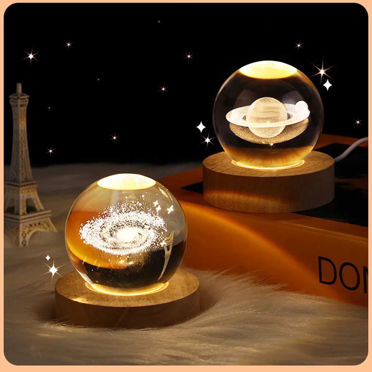 3D Crystal Lights Lamp Glowing Planetary Galaxy Night Light Crystal Ball Night Lights Bedside Light Home Decor