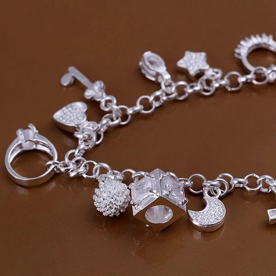 Charm 925 Sterling Silver Jewelry Fashion Bracelets Cute Women