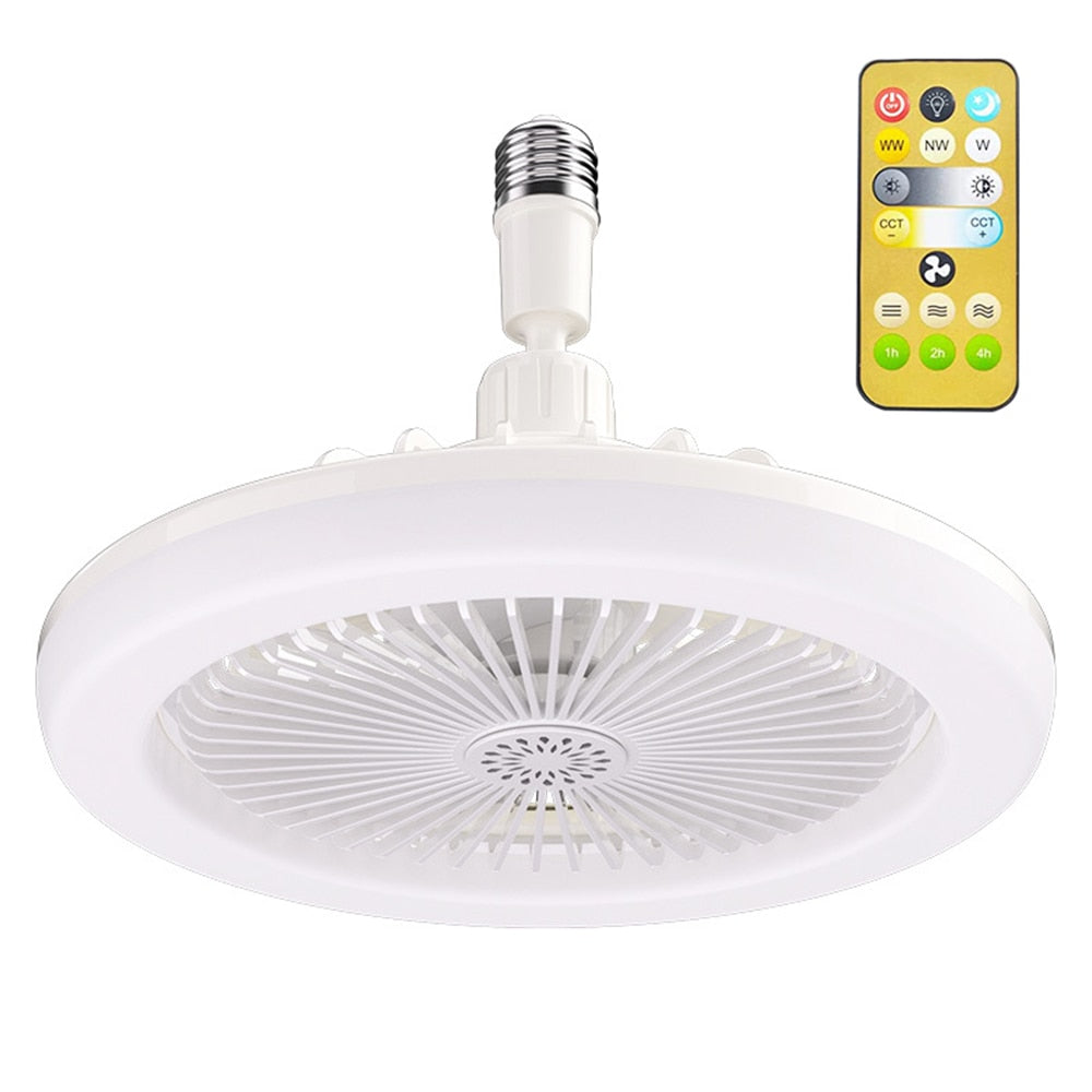 30W E27 LED Ceiling Fans with Light Remote Control Dimmable Ceiling Lamp Bulb Indoor Bedroom Chandelier with Cooling Fan 3 Modes