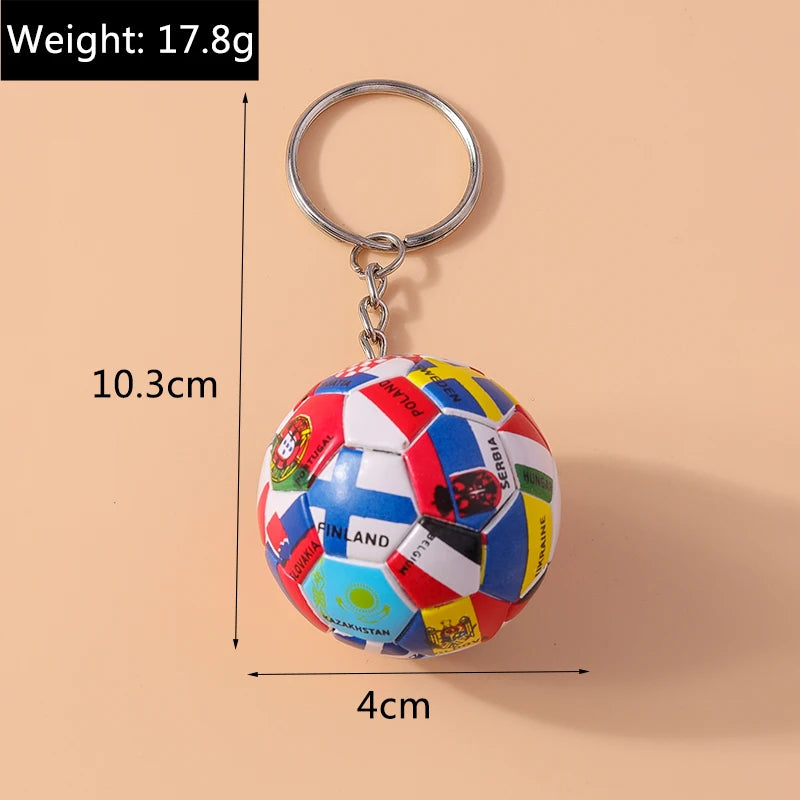 Aihua 1Pc 3D Simulation Sports Football Pendant Keychain Countries Ball Flag Key Chain For Fans Car Bag Backpack Accessories