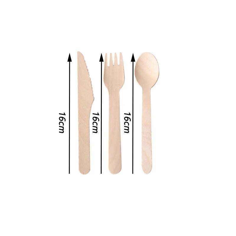 240/300pcs Disposable Wooden Cutlery Set Home Party Dessert Spoons Knives Forks Tableware Supplies Wedding Birthday Spoons