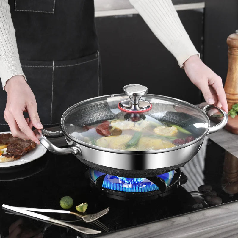 32cm Frying Pan Food Grade 304 Stainless Steel Non Stick Pan Honeycomb Pot Bottom Induction Cooker Gas Stove General Wok