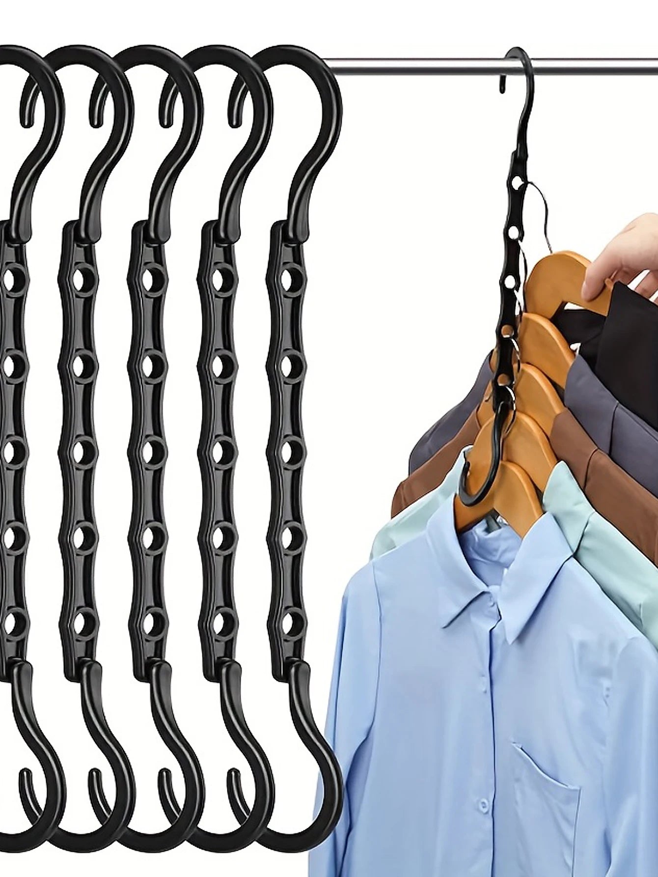 Space Saving Storage Hangers Multifunction Plastic Clothes Racks Rotary Organizer Hangers 5 Hole