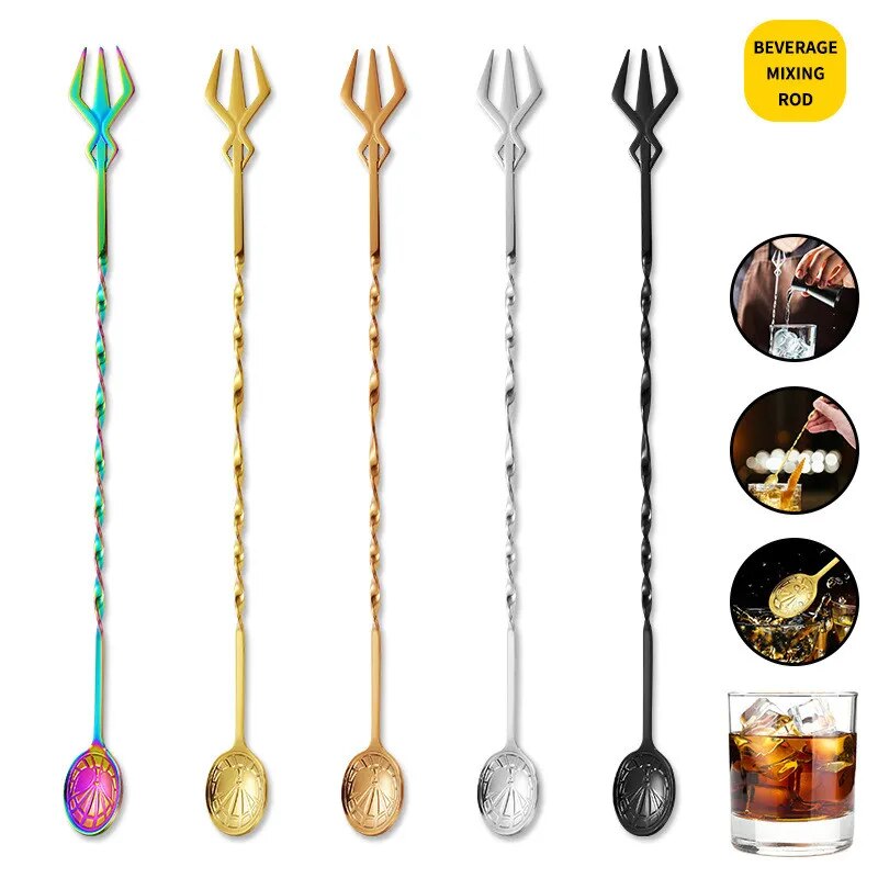 36/32.2cm Spiral Bar Cocktail Spoon Stainless Steel Bartender Stir Spoons Muddlers Whisky Drinks Mixing Rod Kitchen Accessories