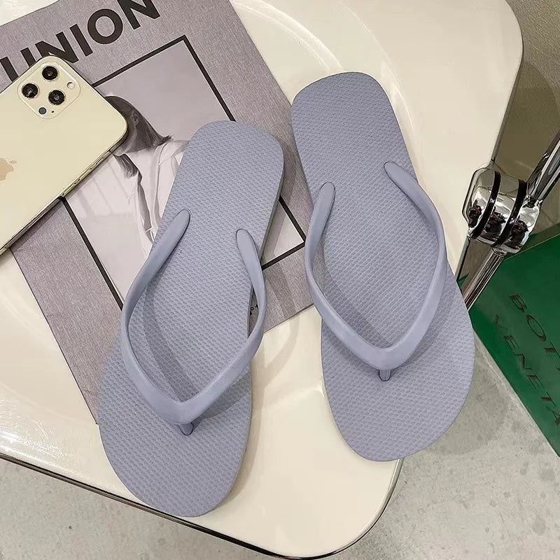 Solid Color Non-slip Leisure Couple Slippers Women Summer