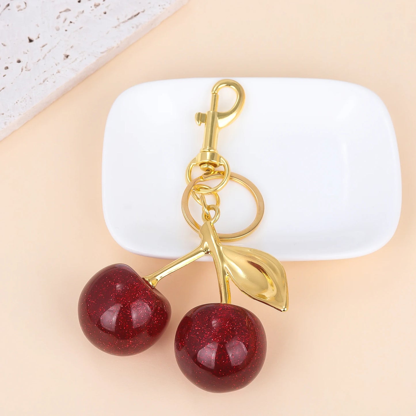 Fashion Delicious Red Cherry Keychain