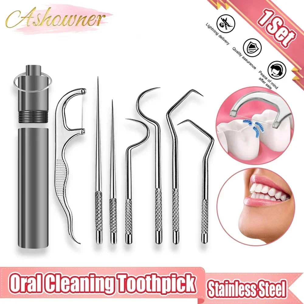 Stainless Steel Toothpick Set Reusable