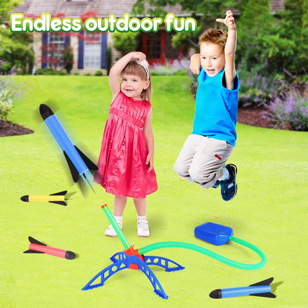 Kid Air Rocket Foot Pump Launcher Outdoor Air Pressed Stomp Soaring Rocket Toys Child Play Set Jump Sport Games Toys For Children