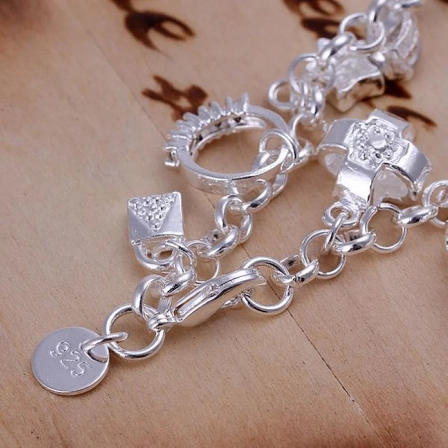 Charm 925 Sterling Silver Jewelry Fashion Bracelets Cute Women