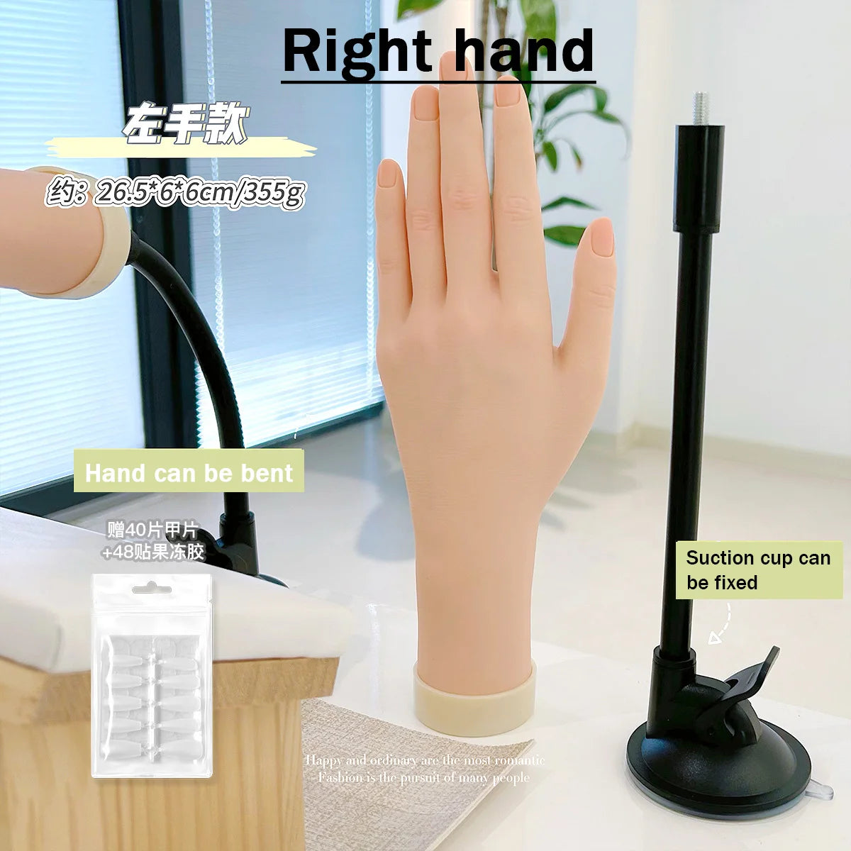 Novice Nail Practice Hand Silicone Soft Nails Art Training Fake Hands for Acrylic Manicure Tool