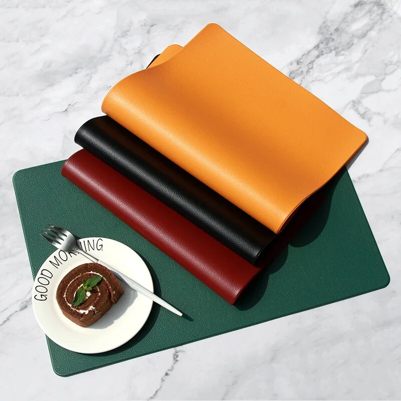 Nordic Household Leather Placemat Hotel Restaurant Western Place Mat Rectangular Waterproof Oil-proof Placemat