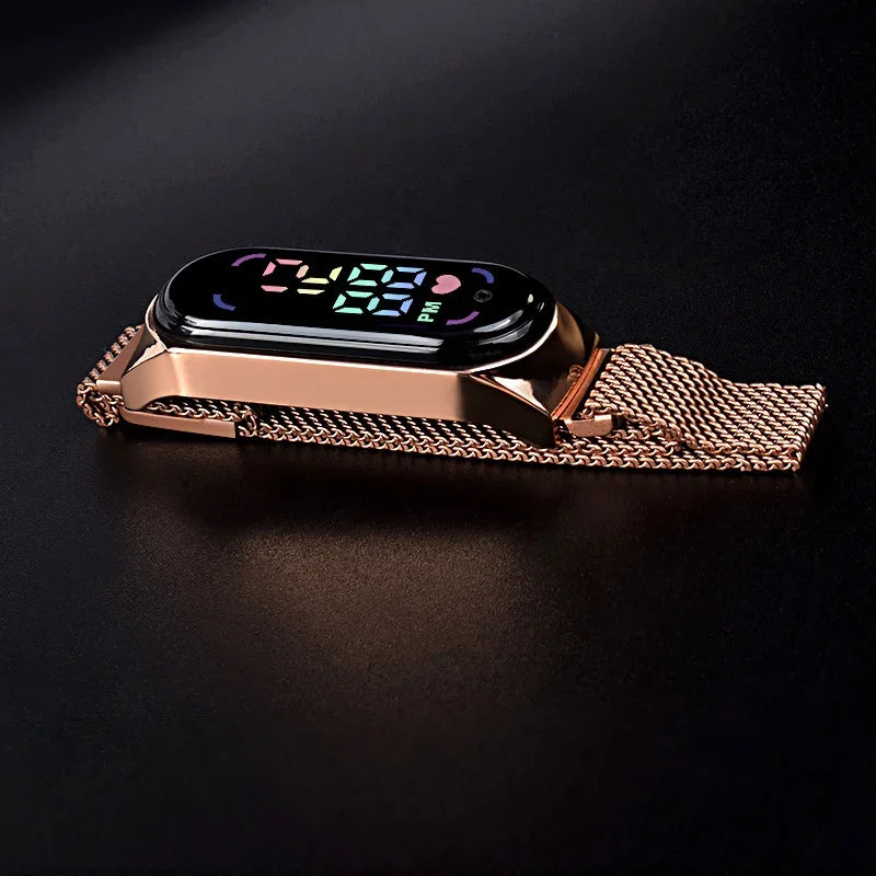 New LED Women's Watch Magnetic Watchband Strap Waterproof