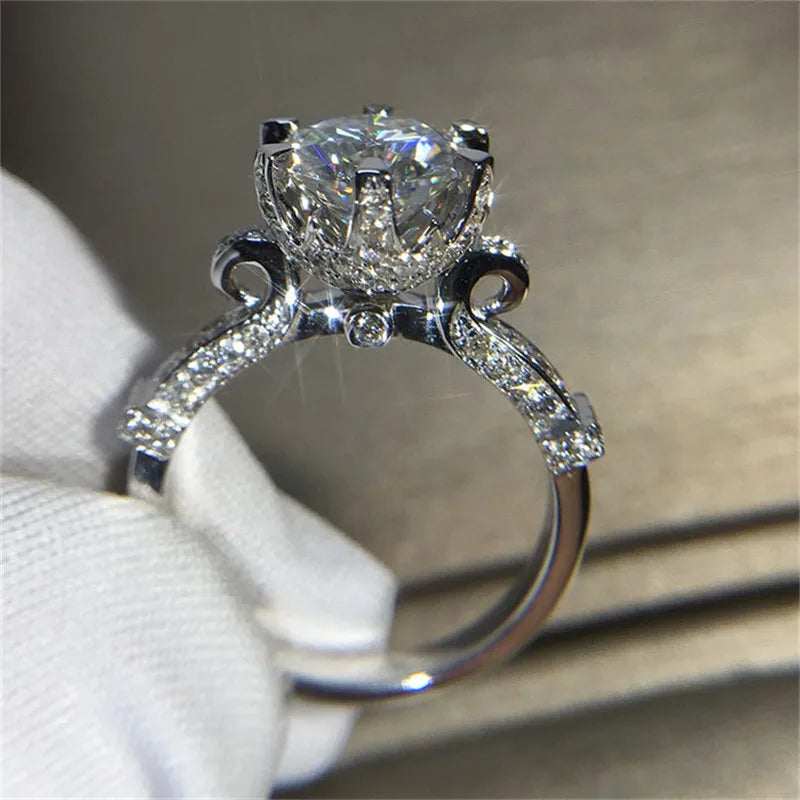 CC Trendy Jewelry Rings For Women Cubic Zirconia Charms Bridal Wedding Engagement White Gold