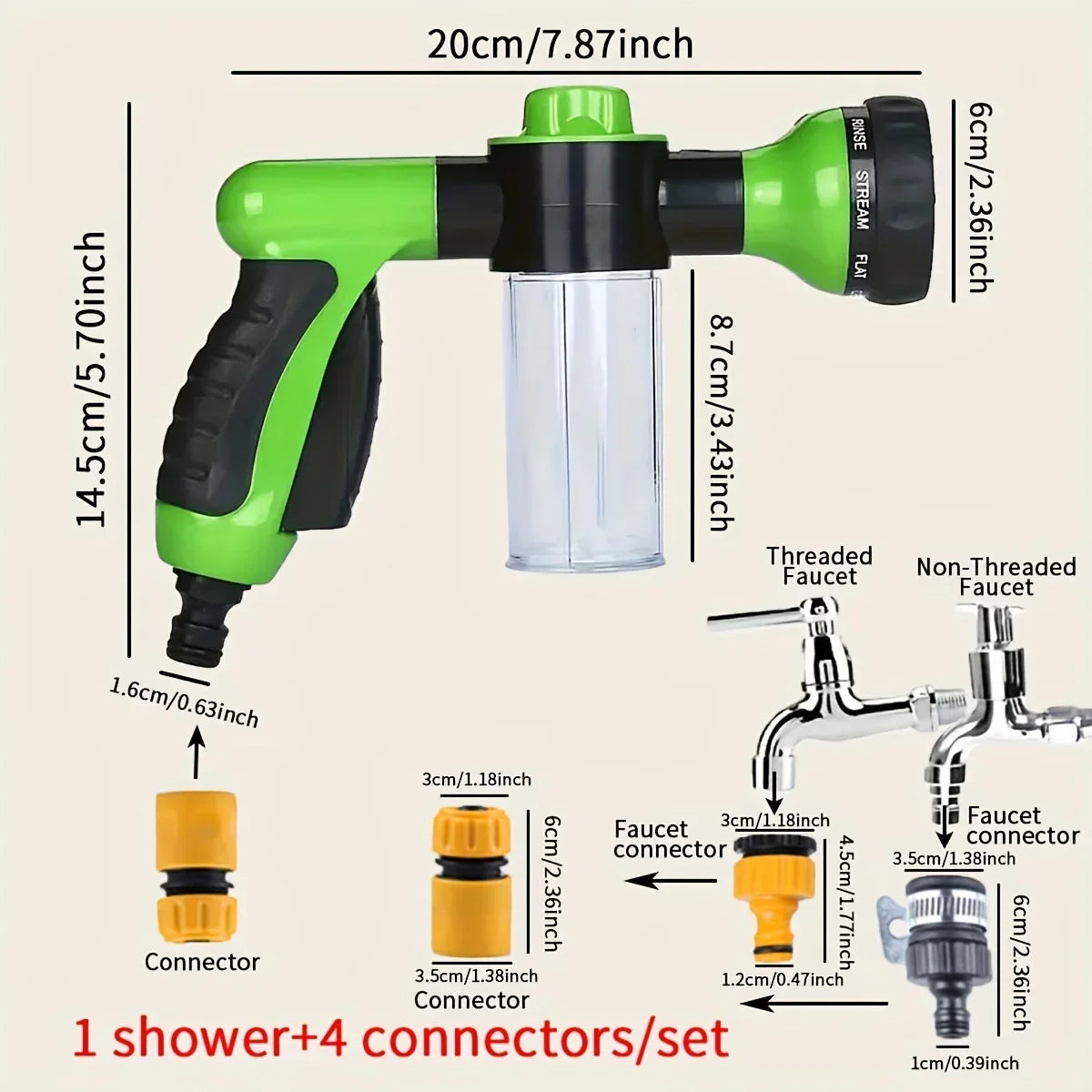 5pcs Pet Dog Shower Sprayer High-pressure Hose Nozzle Foam Water Gun Garden Watering Animal Horse Car Washing Tools Dog