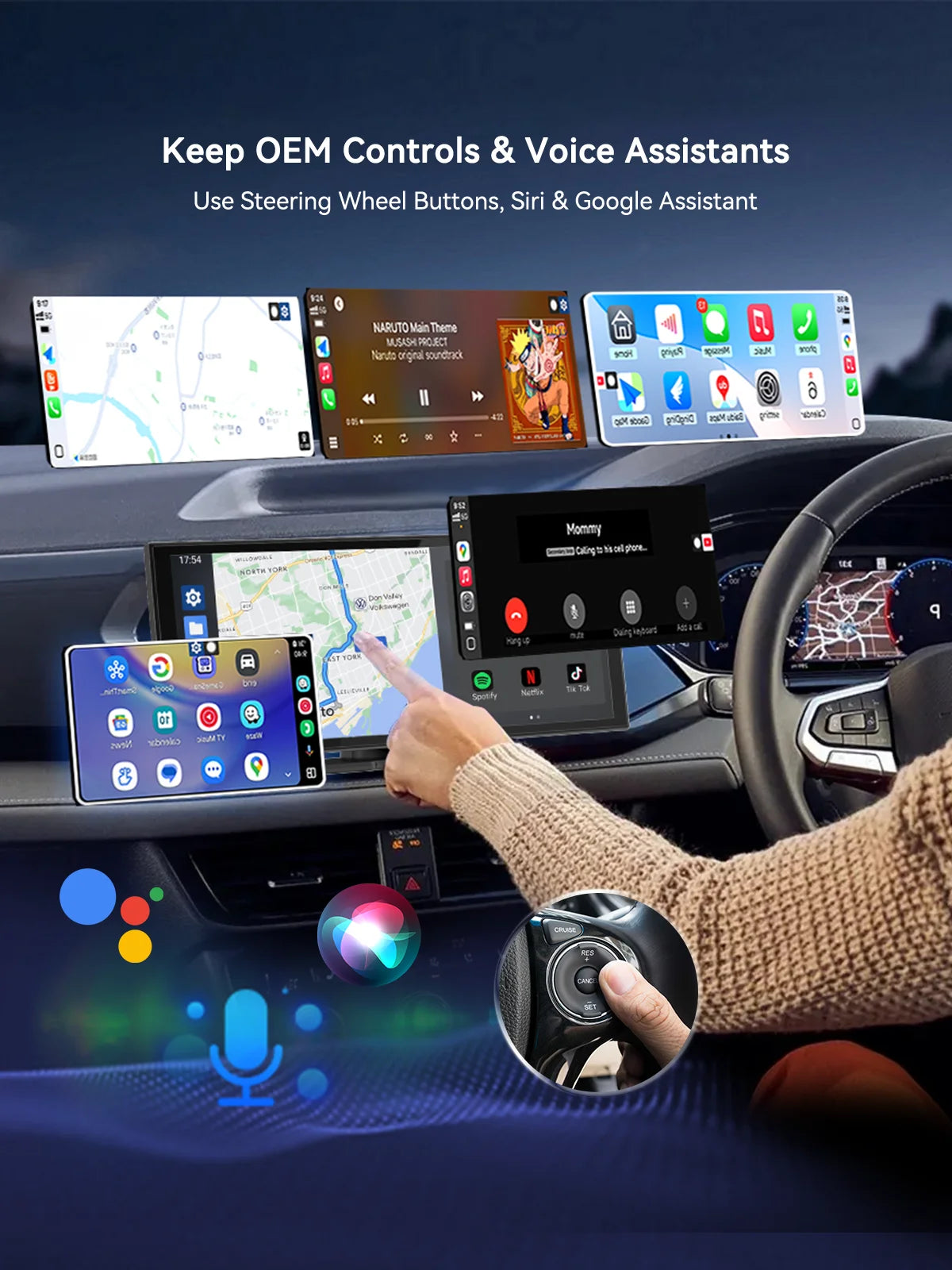 （Type-C）2 in 1 carplay Dongle, Wireless CarPlay Apapter USB C / Android Auto USB C For Converts Wired to Wireless Plug & Play