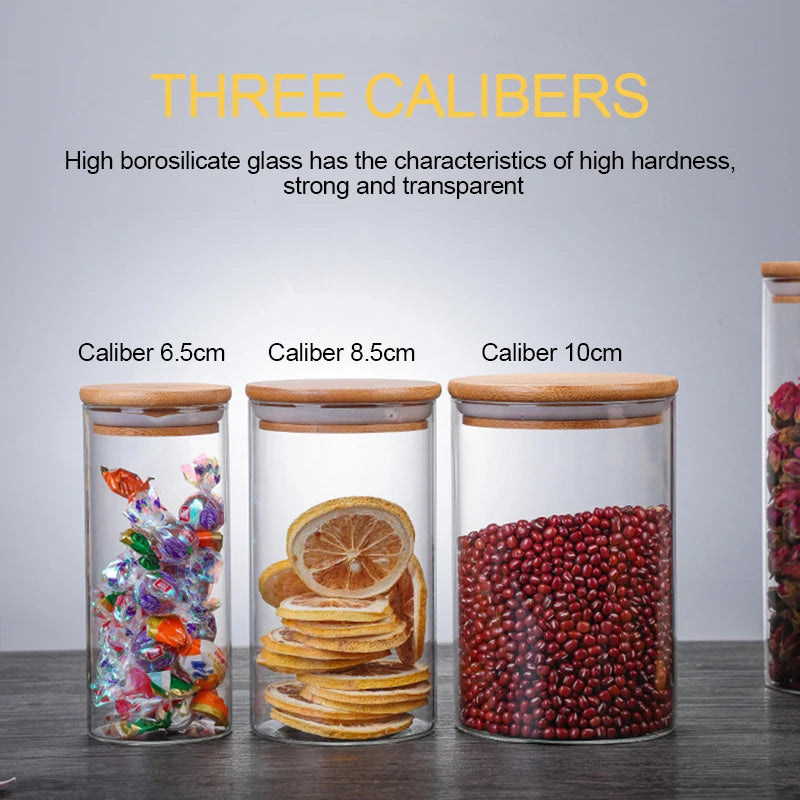 Airtight Glass Jars Container with Bamboo Lid