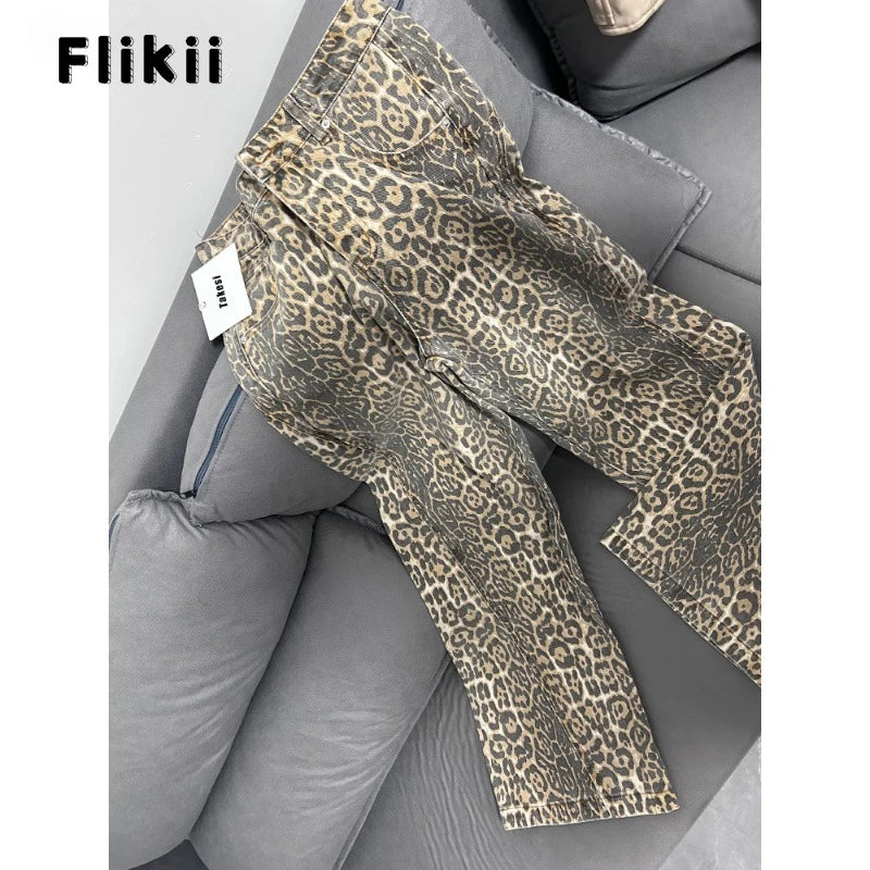 Viral Retro Leopard High Waist Baggy Jeans