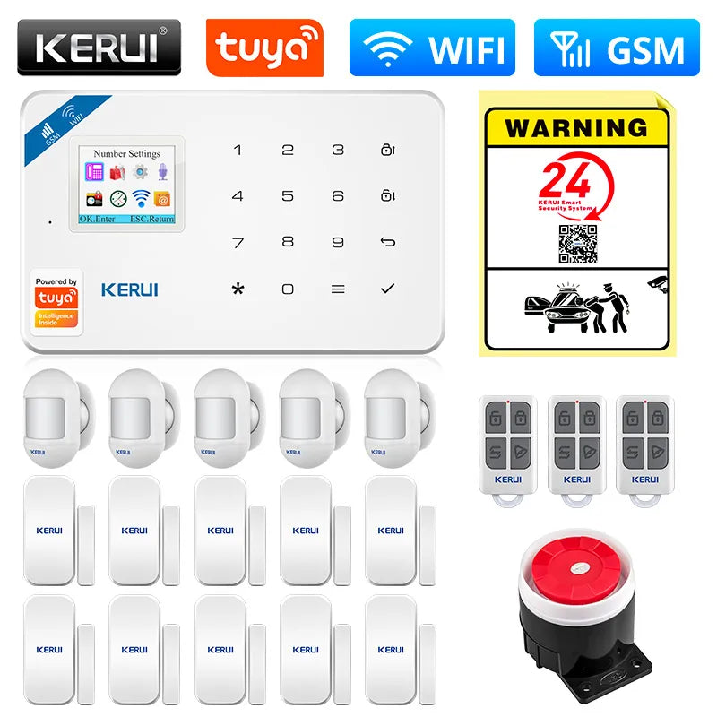 Tuya Smart WIFI GSM Security Alarm System Works With Alexa Home Burglar Motion Detector Smoke Door Window Sensor IP Camera