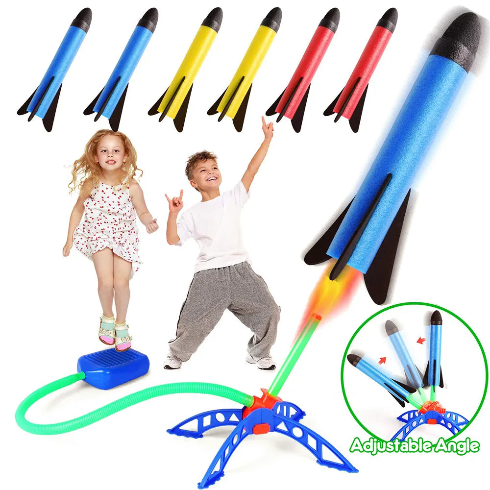 Kid Air Rocket Foot Pump Launcher Outdoor Air Pressed Stomp Soaring Rocket Toys Child Play Set Jump Sport Games Toys For Children