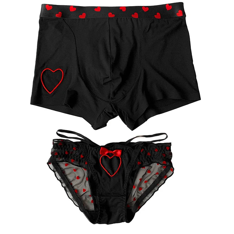 Heart Printed Couple Underwear