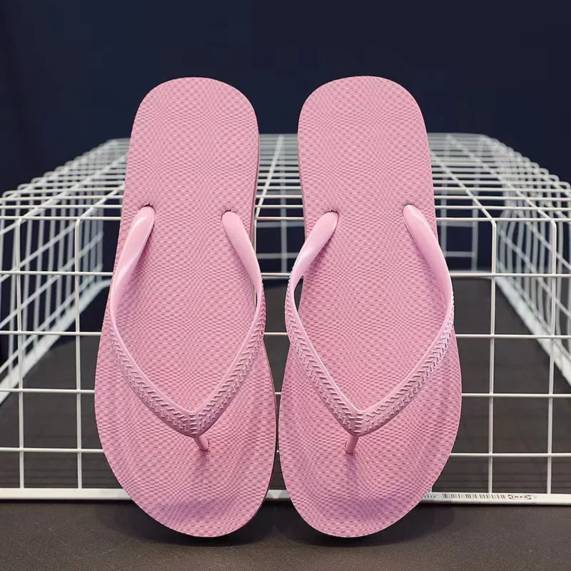 Solid Color Non-slip Leisure Couple Slippers Women Summer