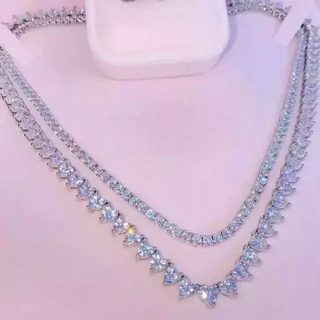 5A heart shape CZ iced necklace for women