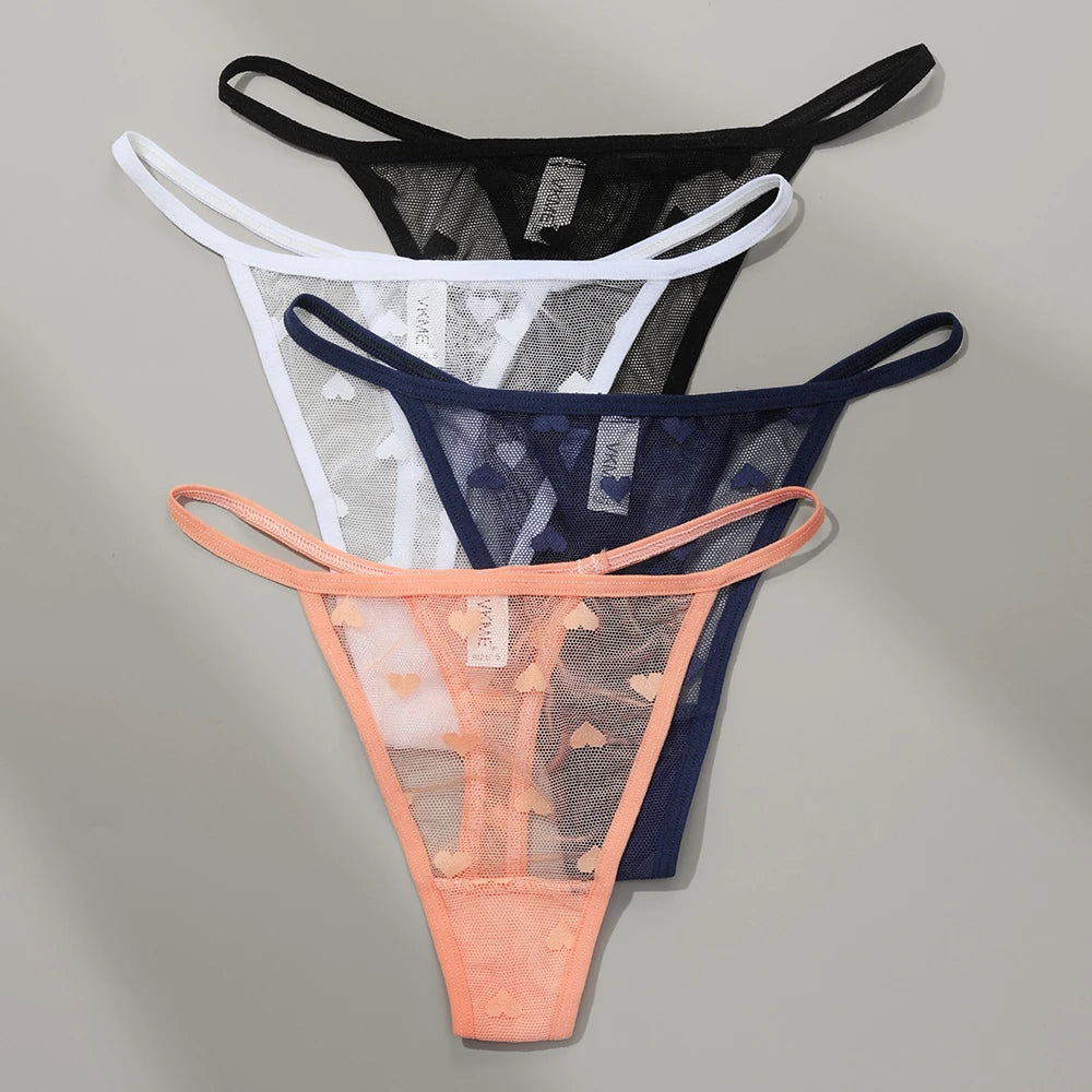 2PCS/Set Mesh Transparent Thong Women Panties Seamless