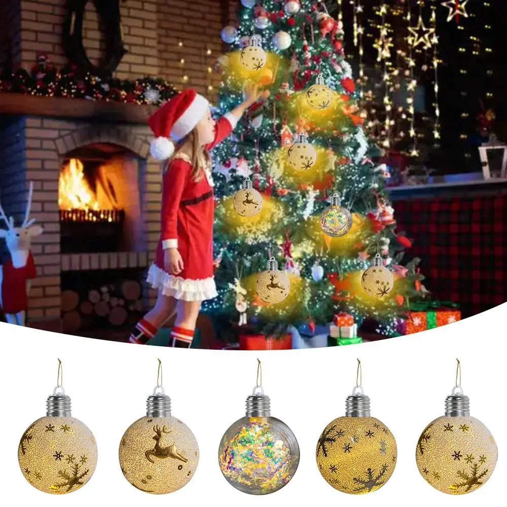 New Year Merry Christmas Xmas Tree Ornament Luminous Bulb Pendant Window Hanging Lights LED Light Christmas Ball Lights