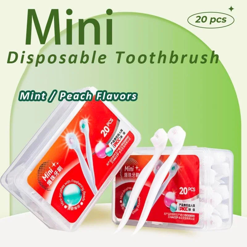 20PC 2 Flavours Portable Travel Toothbrush Exploded Bead Toothbrush Disposable Adult Cleaning Toothbrush Individually Packaged
