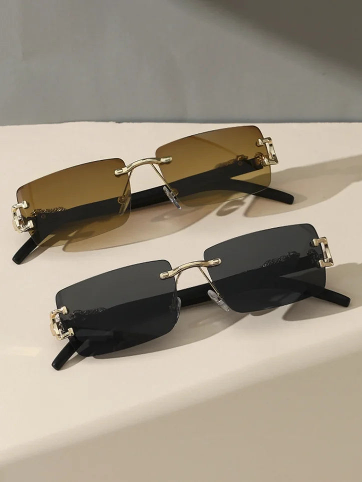 1/2/3 PCS Fashionable Trendy Frameless Rectangular Personalized Sunglasses For Daily Life